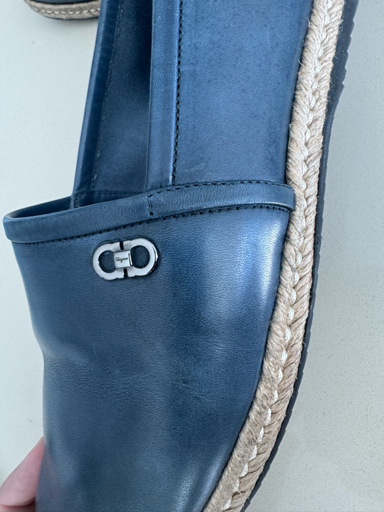 Salvatore Ferragamo Navy Espadrille Sole With Logo Detail
